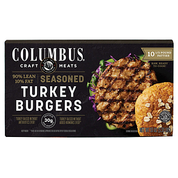 Columbus Seasoned Turkey Burgers, 5.33 oz, 10-count