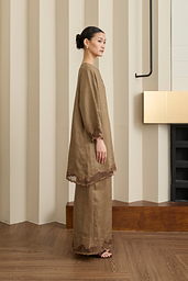 Khalisa Linen Kurung Set in Pecan