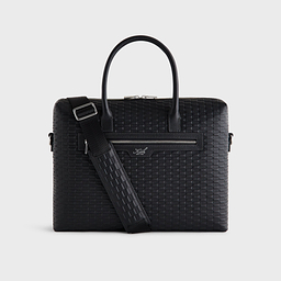 Kith Monogram Leather Messenger Briefcase - Black