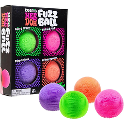 VIP Nee Doh Fuzz Ball Teenie 1.5 Inch Squish Ball Fidget Toy - Set of 4
